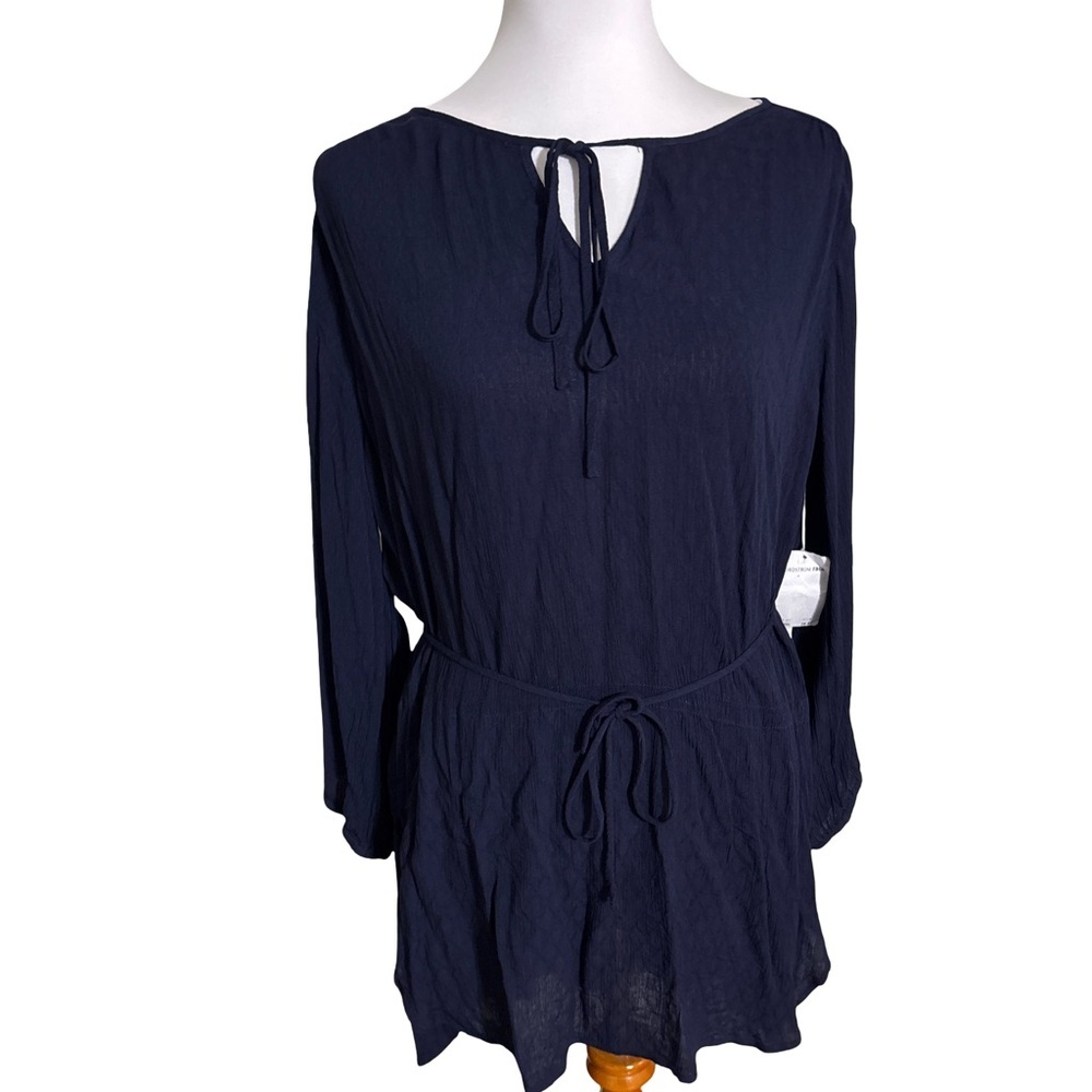 Pleione Navy Tunic Top with Tie